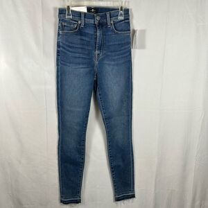 NWT 7 For All Mankind High Waist Skinny Ankle Denim Jeans with Let Down Hem 24